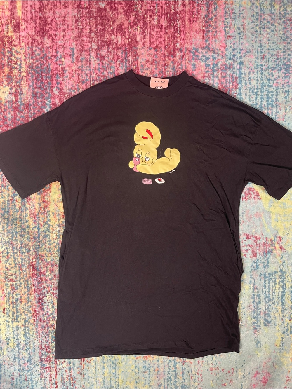 Lazy Oaf Black Crew Neck Graphic Tee
